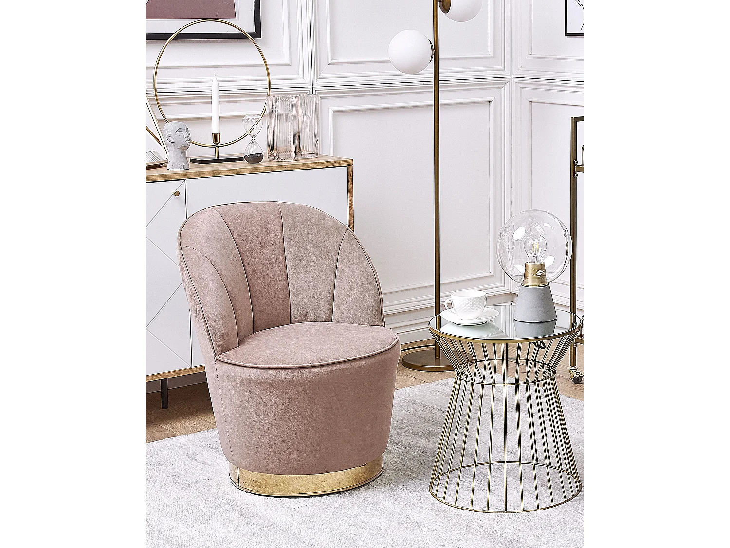 Fauteuil ALBY Velours Beige clair