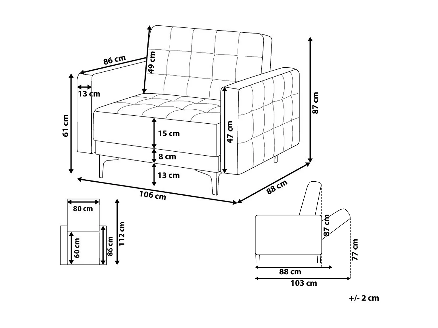 Fauteuil ABERDEEN Tissu Gris clair