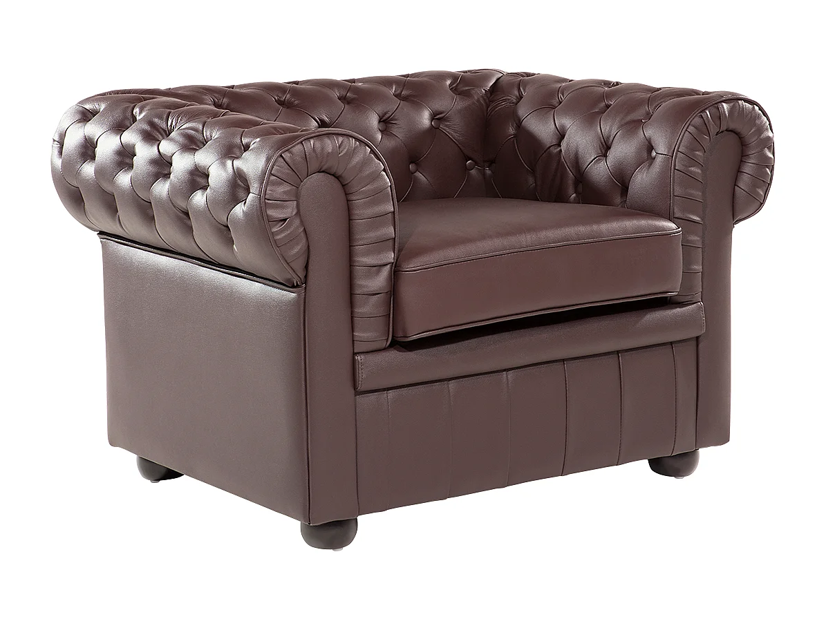 Fauteuil CHESTERFIELD Cuir Marron