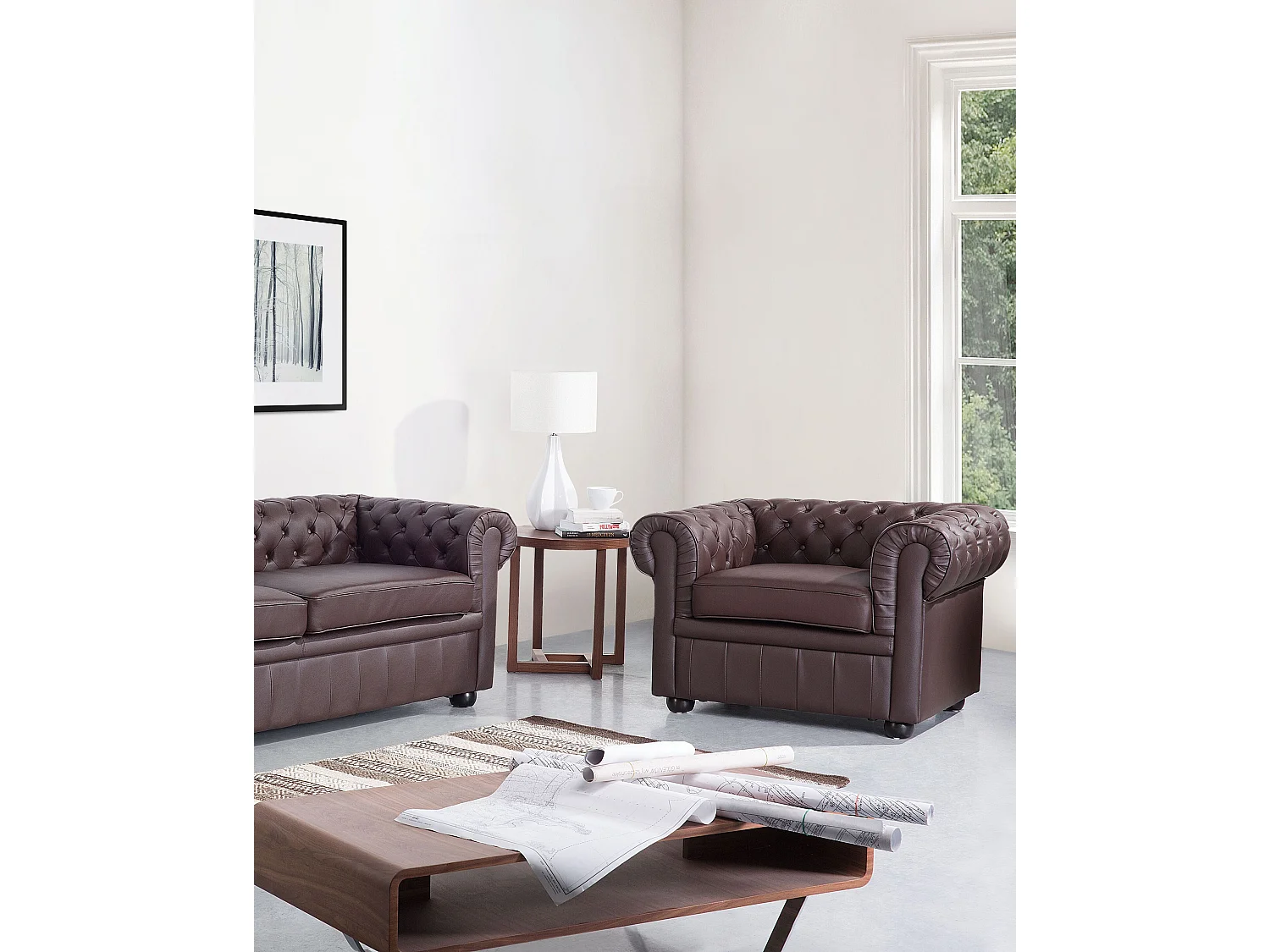 Fauteuil CHESTERFIELD Cuir Marron