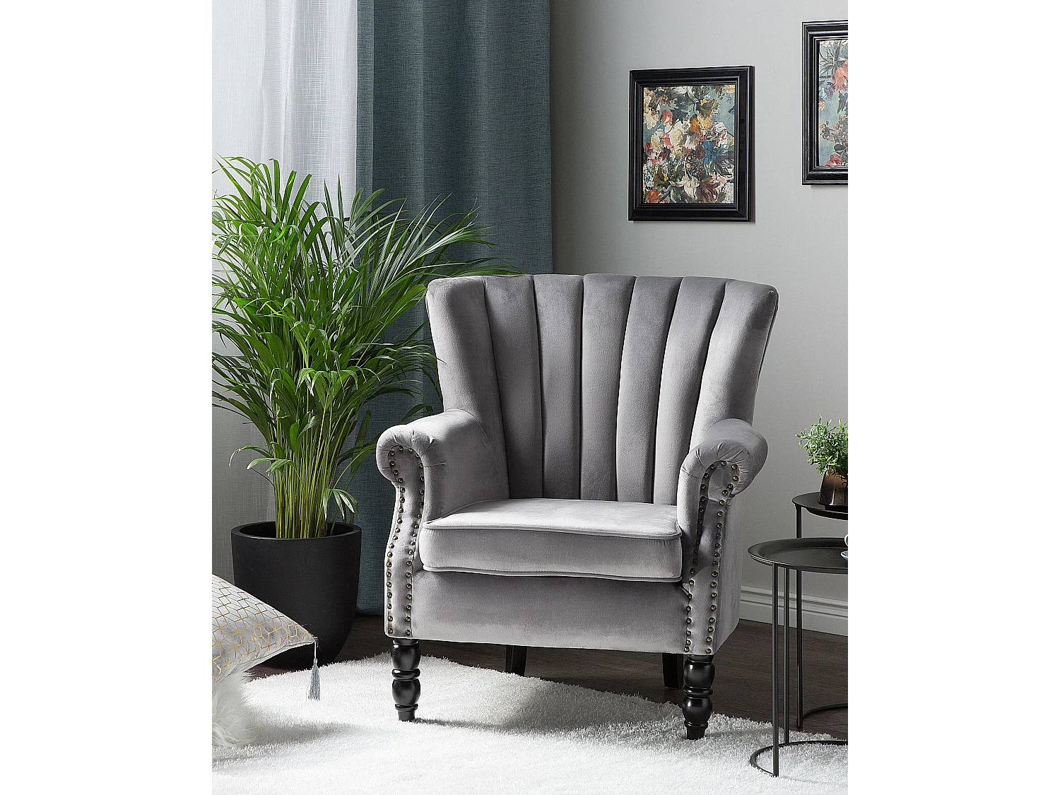 Oorfauteuil SVEDALA Fluweel Grijs