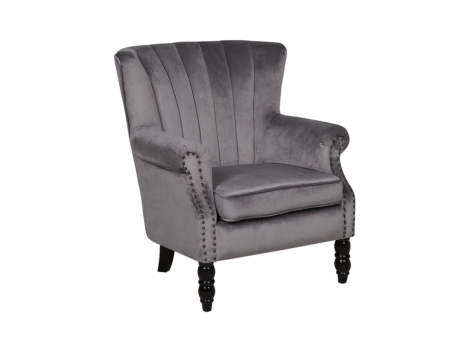 Fauteuil à oreilles SVEDALA Velours Gris