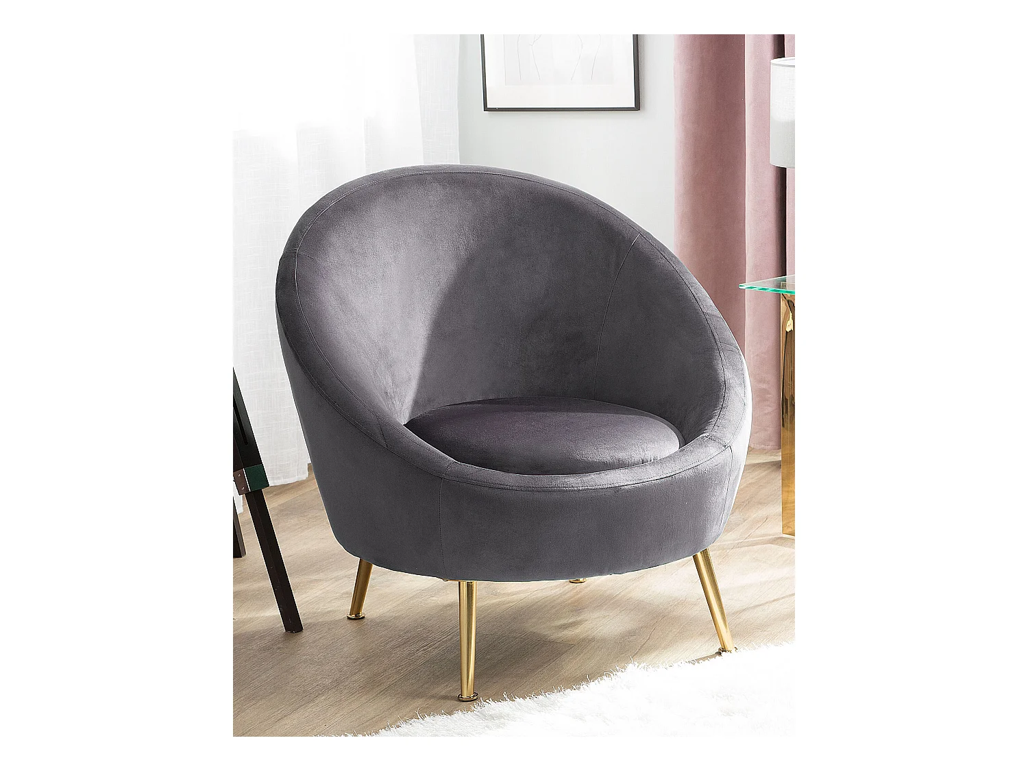 Sessel LANGA Samtstoff Grau