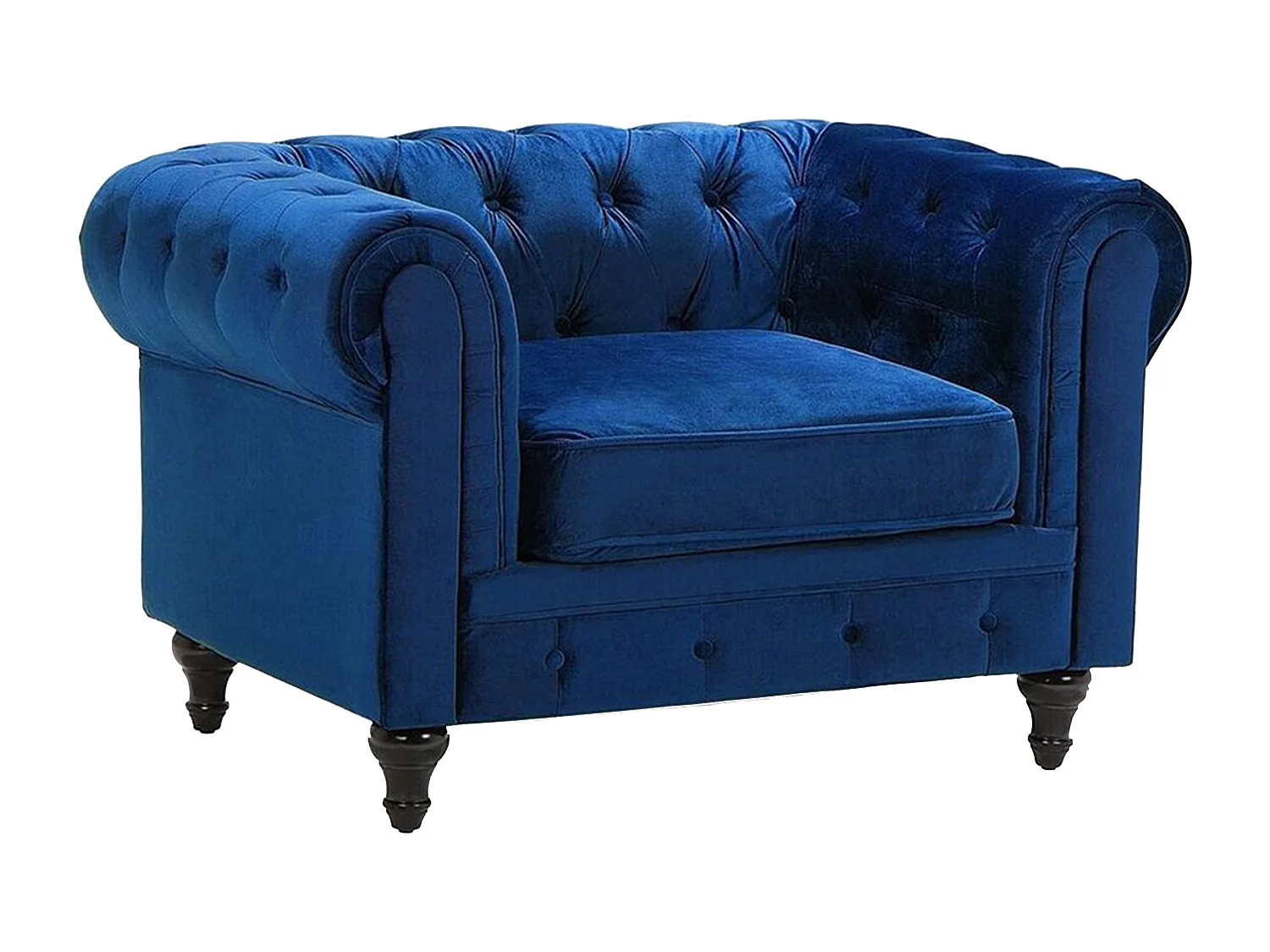 Fauteuil CHESTERFIELD Velours Bleu marine