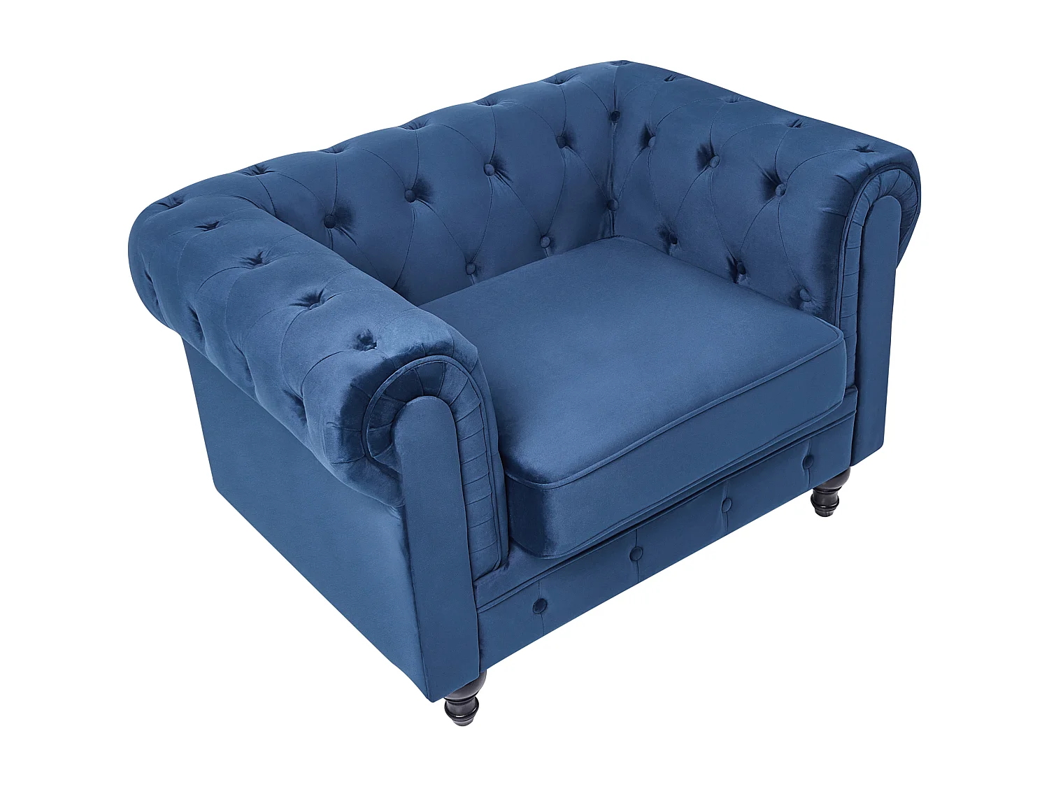 Fauteuil CHESTERFIELD Velours Bleu marine