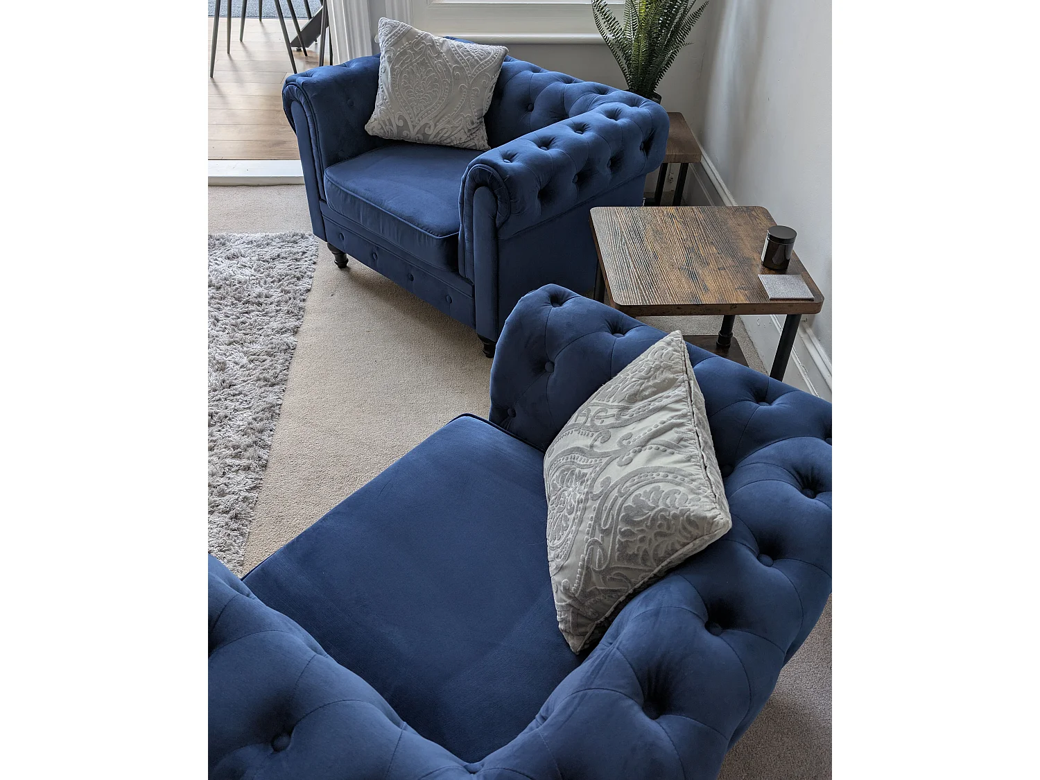 Armchair CHESTERFIELD Velvet Navy Blue