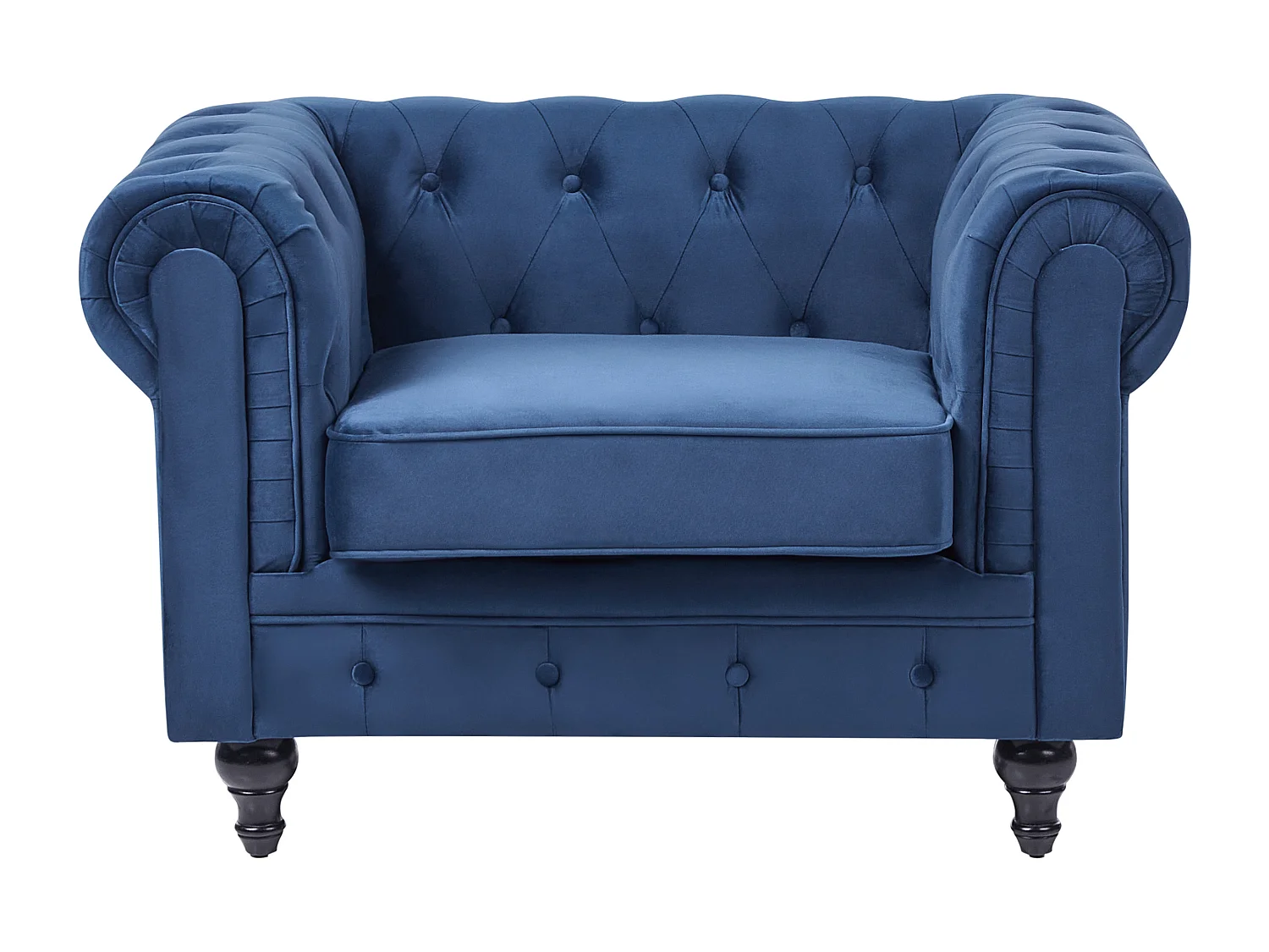 Klassischer Sessel im englischen Stil Samtstoff Marineblau Chesterfield
