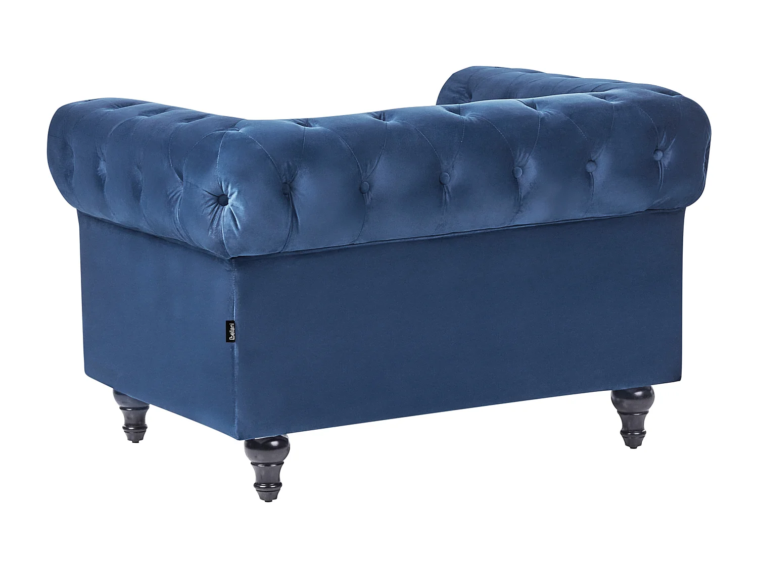 Klassischer Sessel im englischen Stil Samtstoff Marineblau Chesterfield