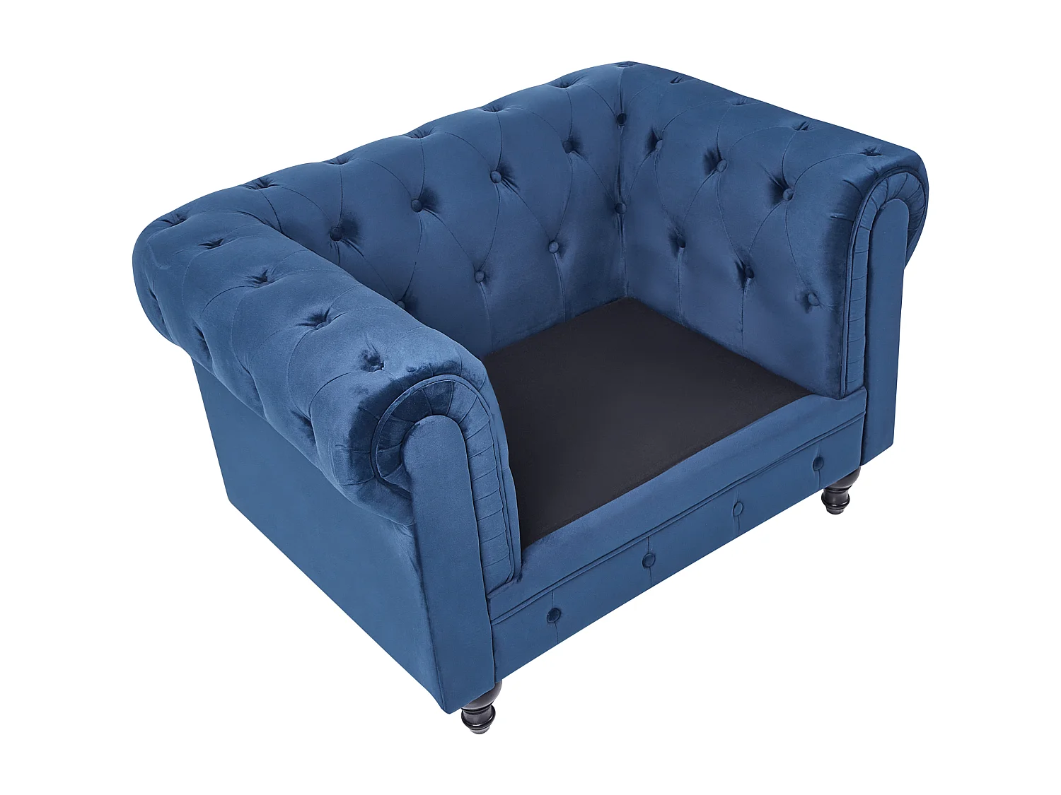 Klassischer Sessel im englischen Stil Samtstoff Marineblau Chesterfield