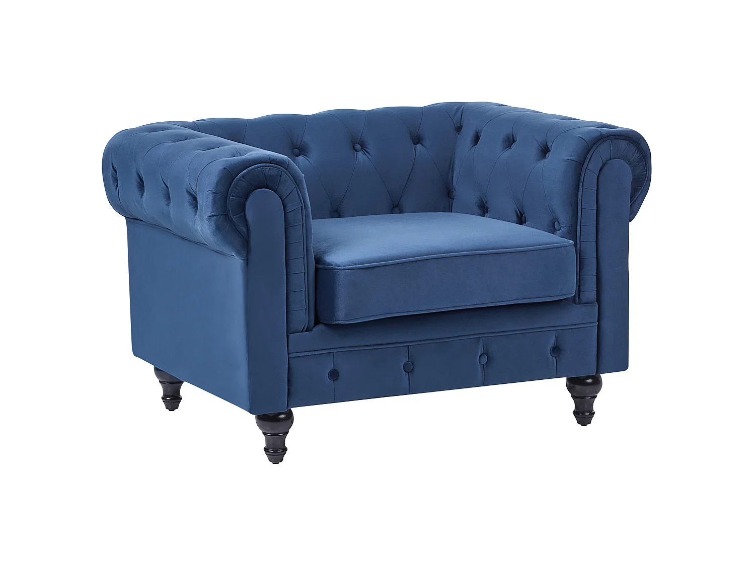 Fauteuil CHESTERFIELD Velours Bleu marine