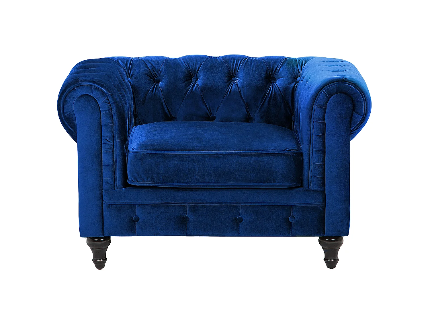 Fauteuil CHESTERFIELD Velours Bleu marine