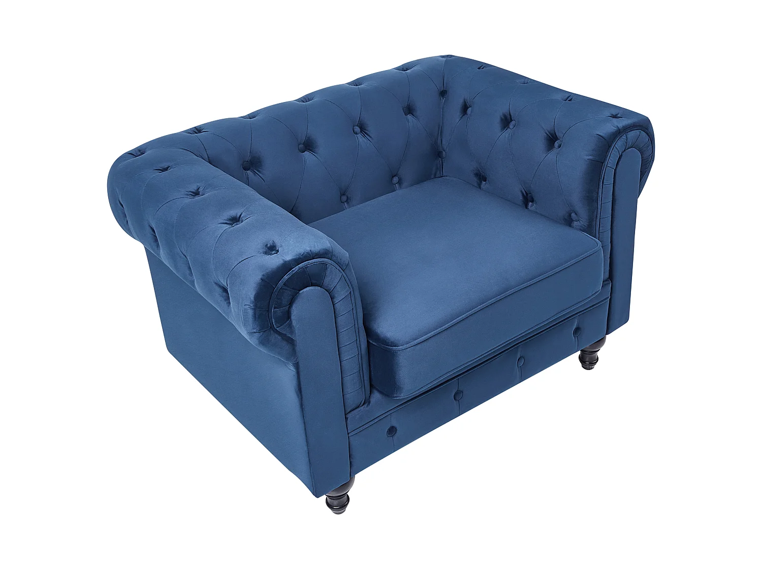 Fauteuil CHESTERFIELD Velours Bleu marine