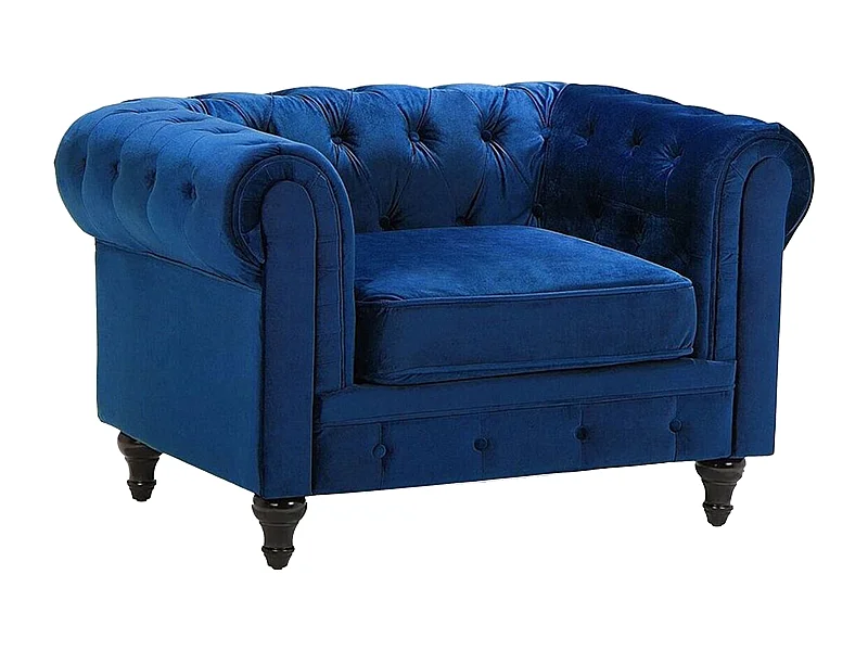 Fauteuil CHESTERFIELD Velours Bleu marine