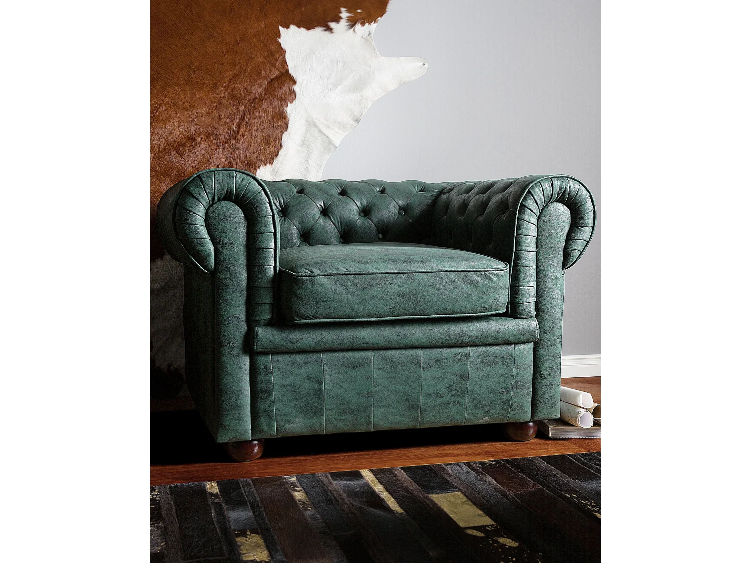 Fauteuil CHESTERFIELD Kunstleer Groen