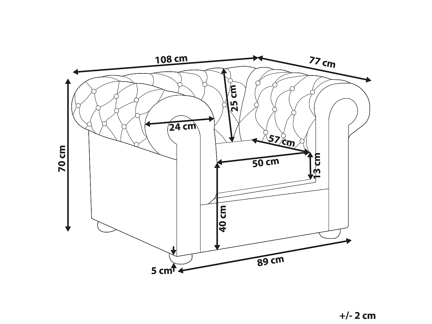 Fauteuil CHESTERFIELD Cuir PU Vert