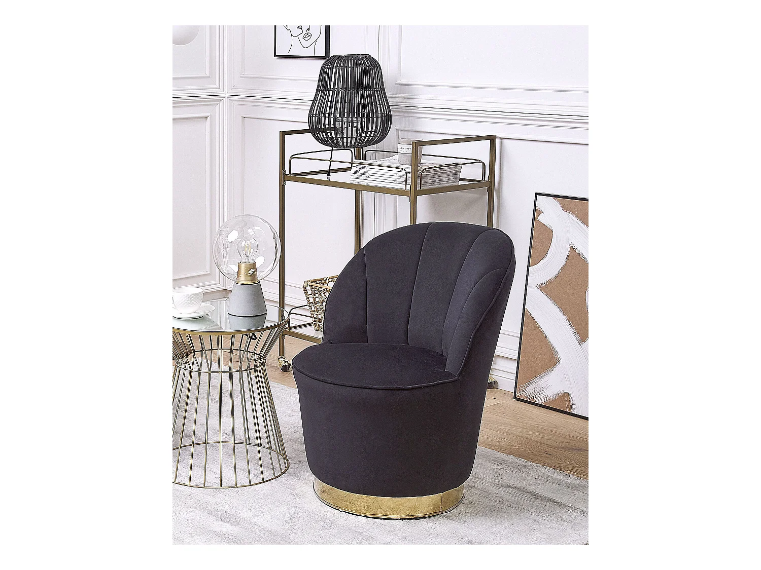 Fauteuil ALBY Velours Noir