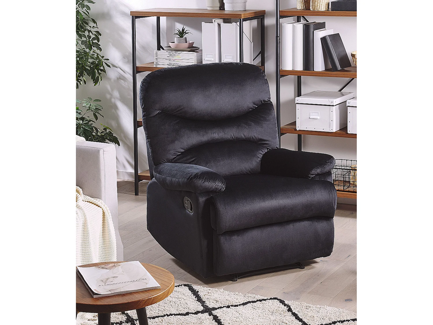 Retro Sessel Samtstoff schwarz manuell verstellbar Eslov