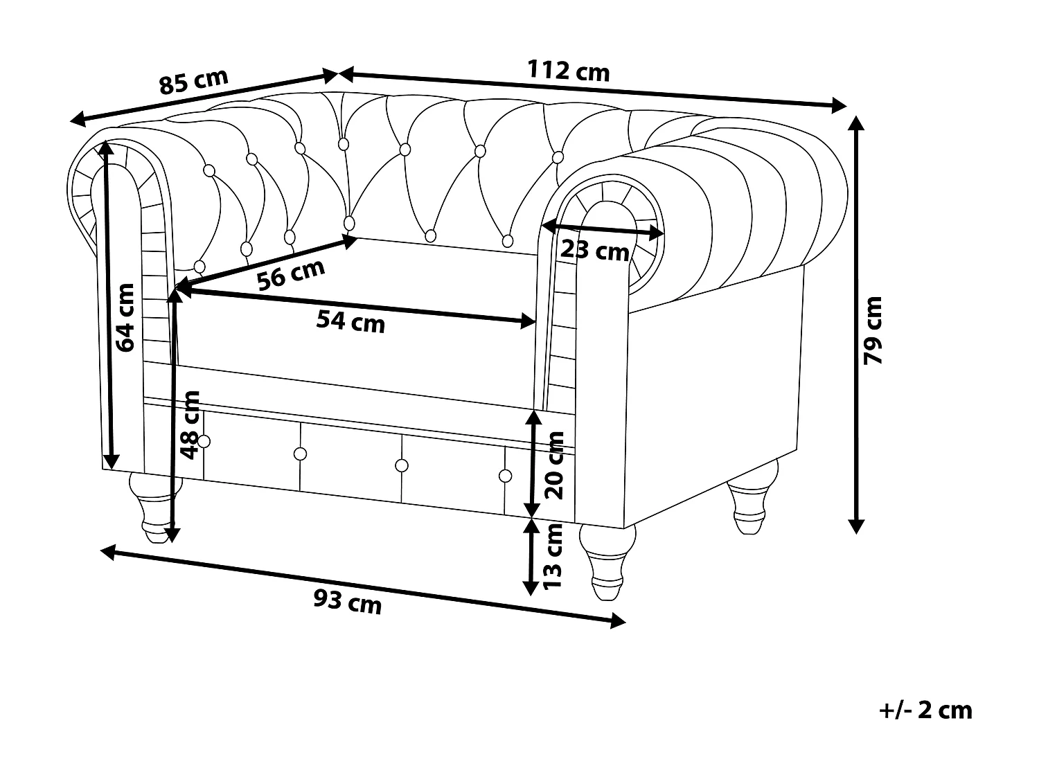 Fauteuil CHESTERFIELD Cuir PU Noir