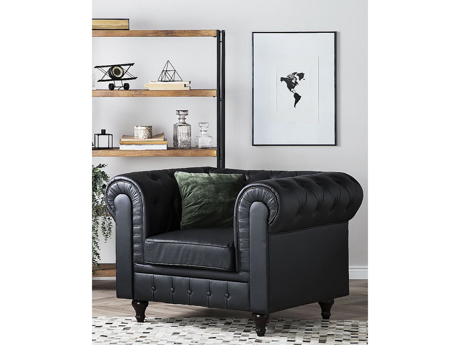 Fauteuil CHESTERFIELD Cuir PU Noir