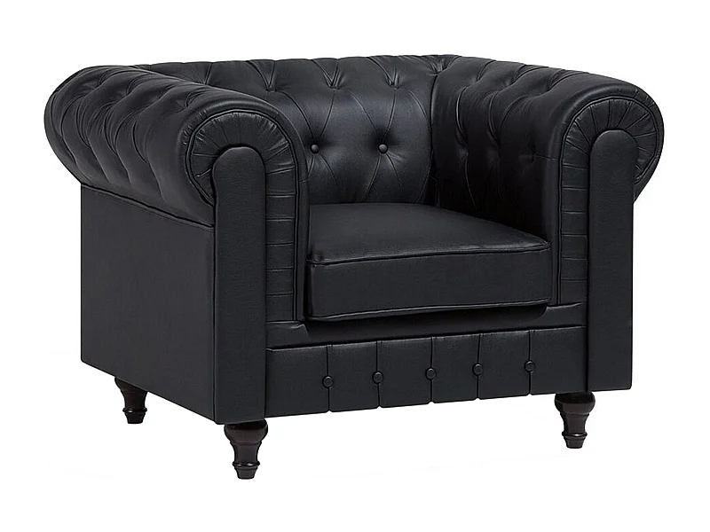 Poltrona CHESTERFIELD Pele sintética Preto