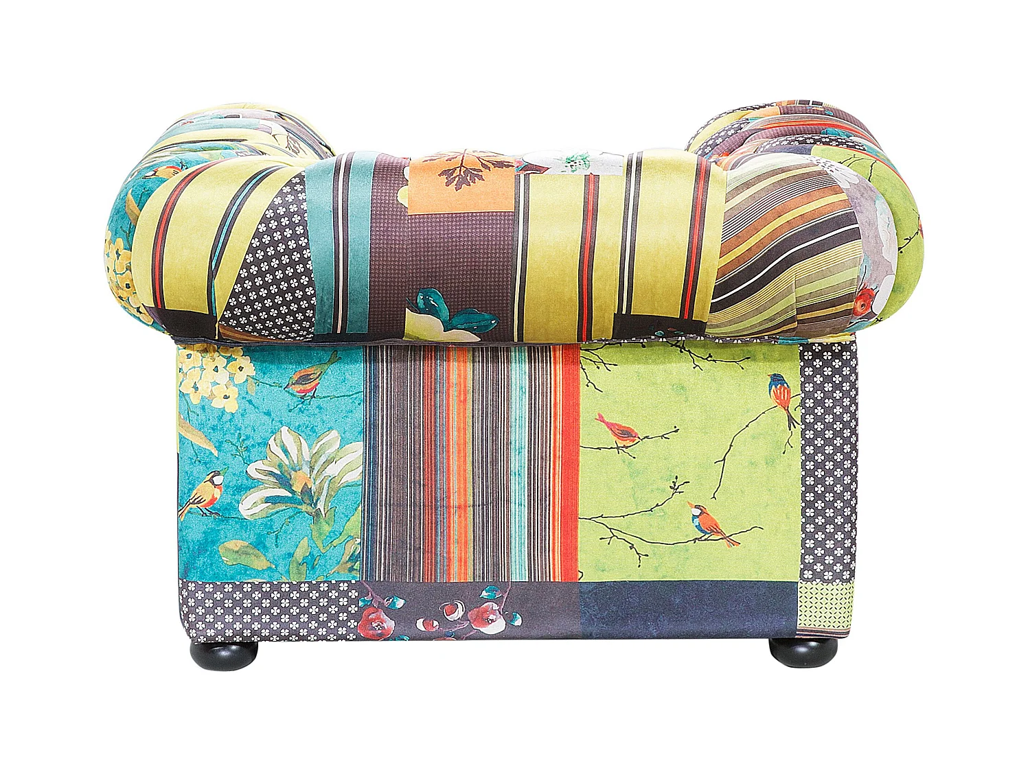 Sessel englischer Stil Polsterbezug Patchwork bunt grün gelb Chesterfield