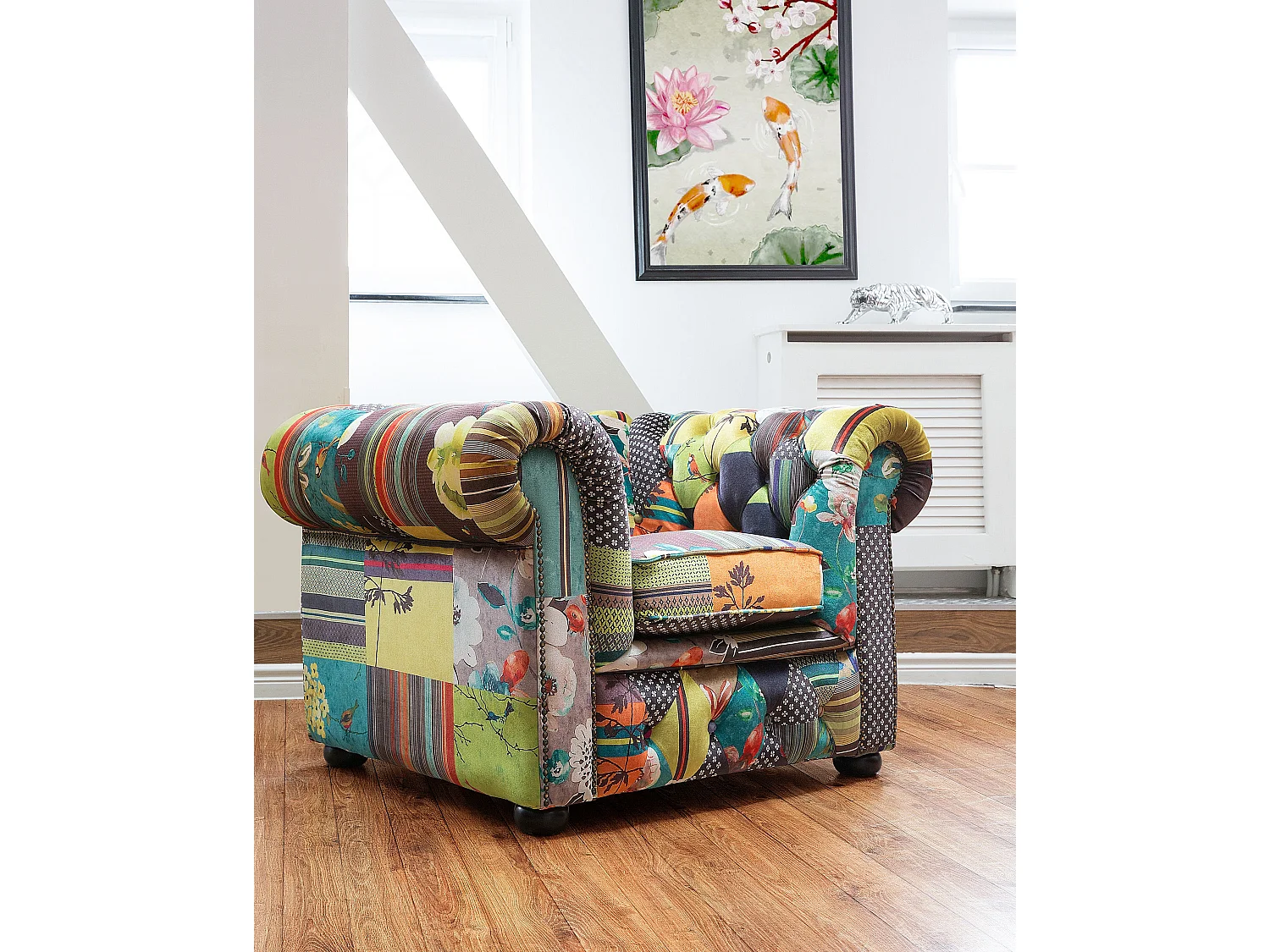 Fauteuil CHESTERFIELD Tissu Vert clair