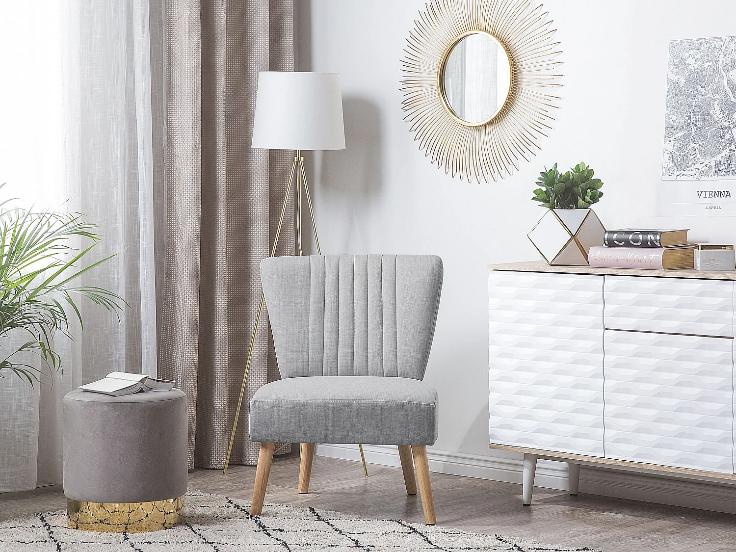 Fauteuil VAASA Tissu Gris clair