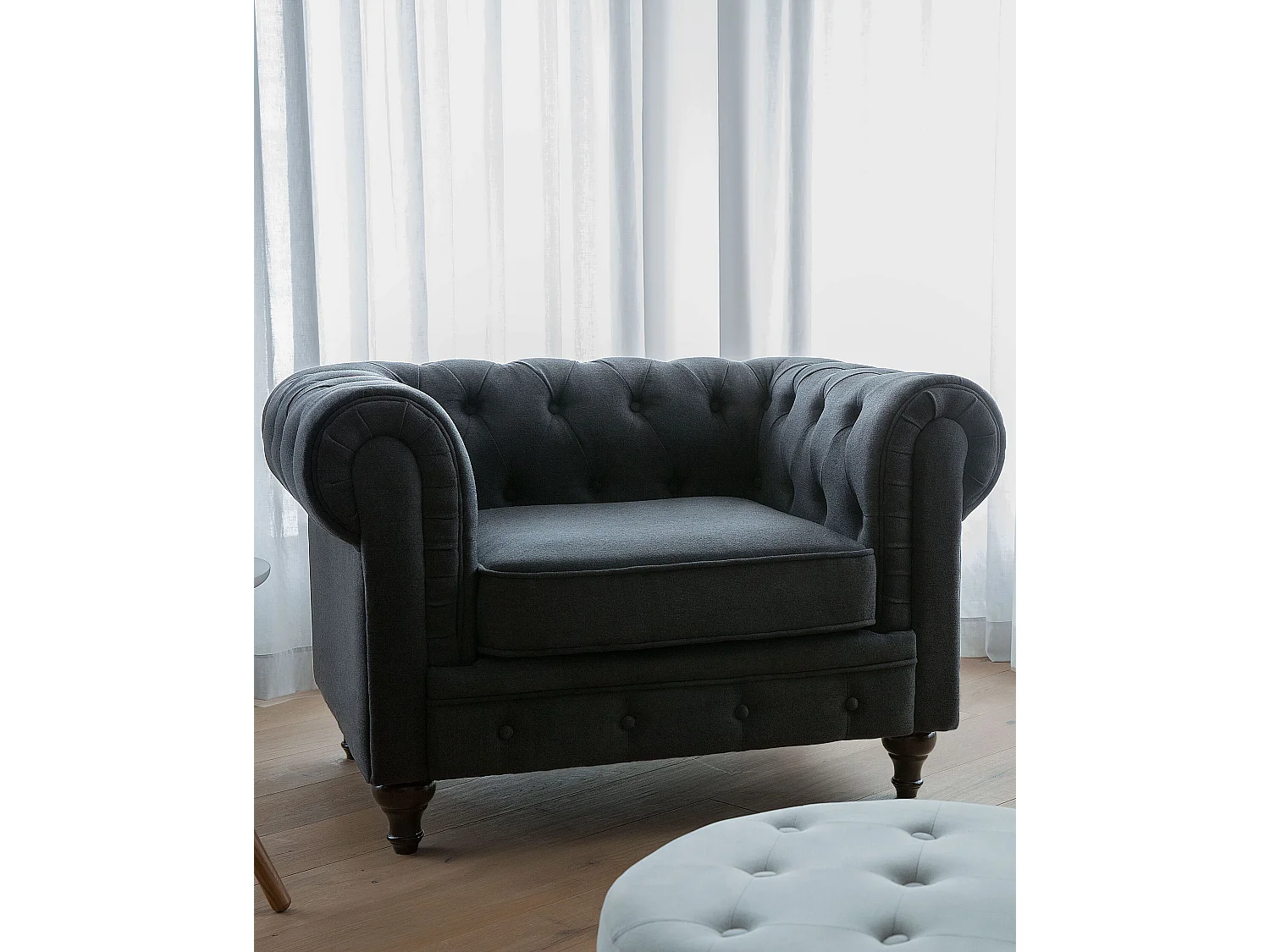 Fauteuil CHESTERFIELD Tissu Gris graphite