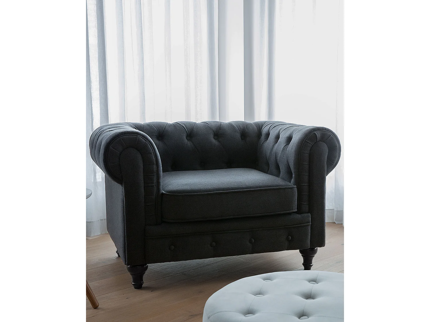 Fauteuil CHESTERFIELD Tissu Gris graphite