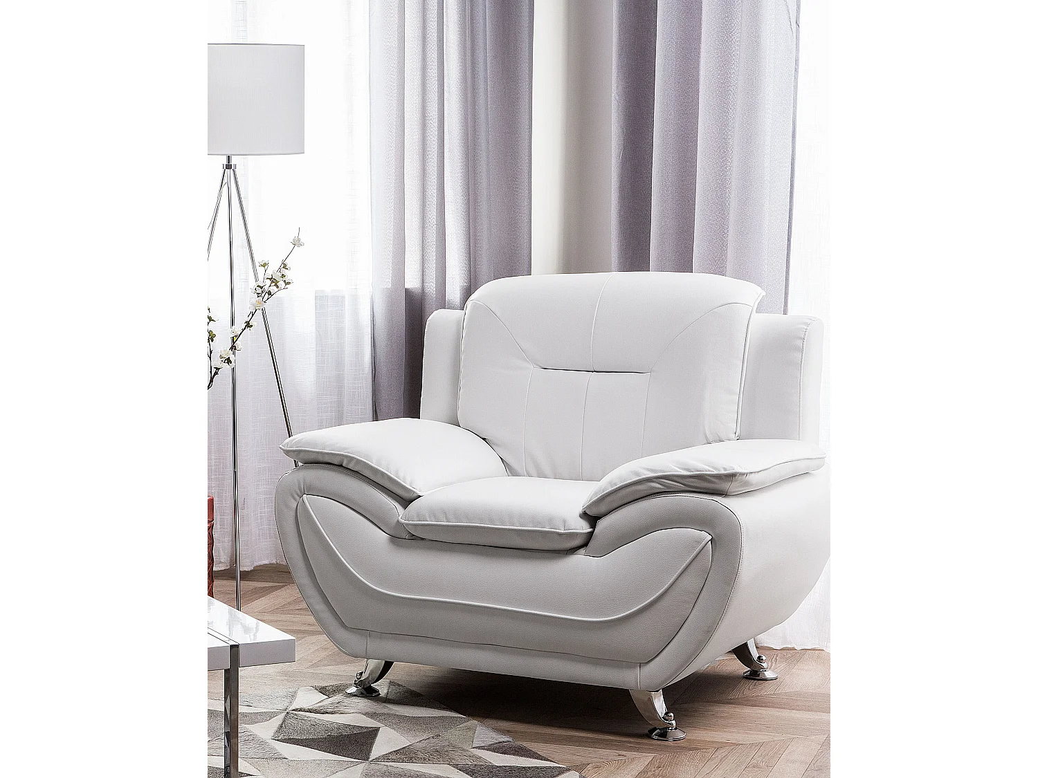 Fauteuil LEIRA Cuir PU Blanc