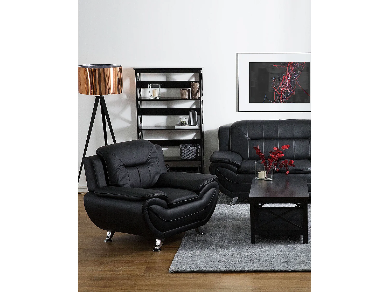 Fauteuil LEIRA Cuir PU Noir