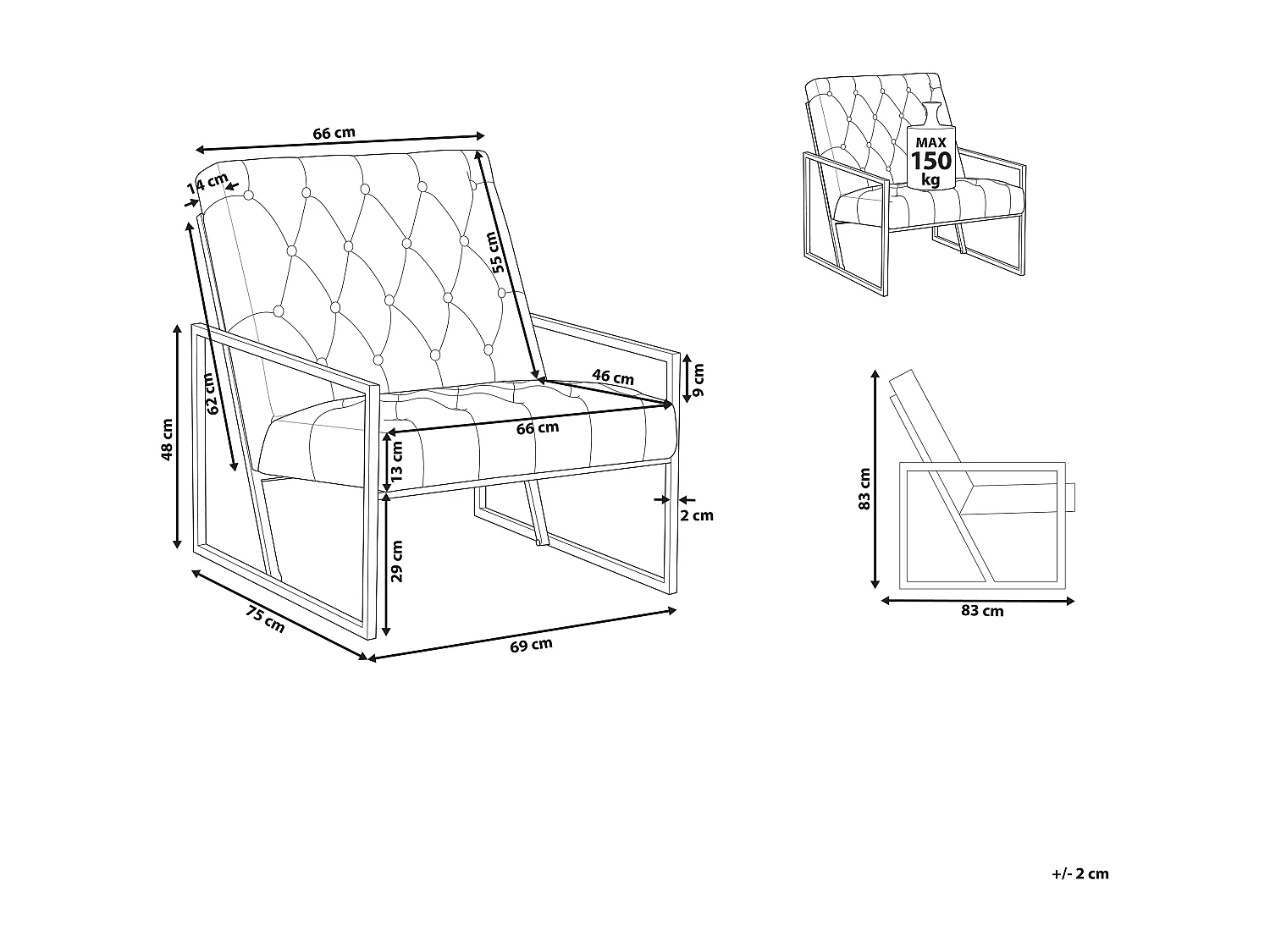 Fauteuil HARSTAD Velours Bleu foncé