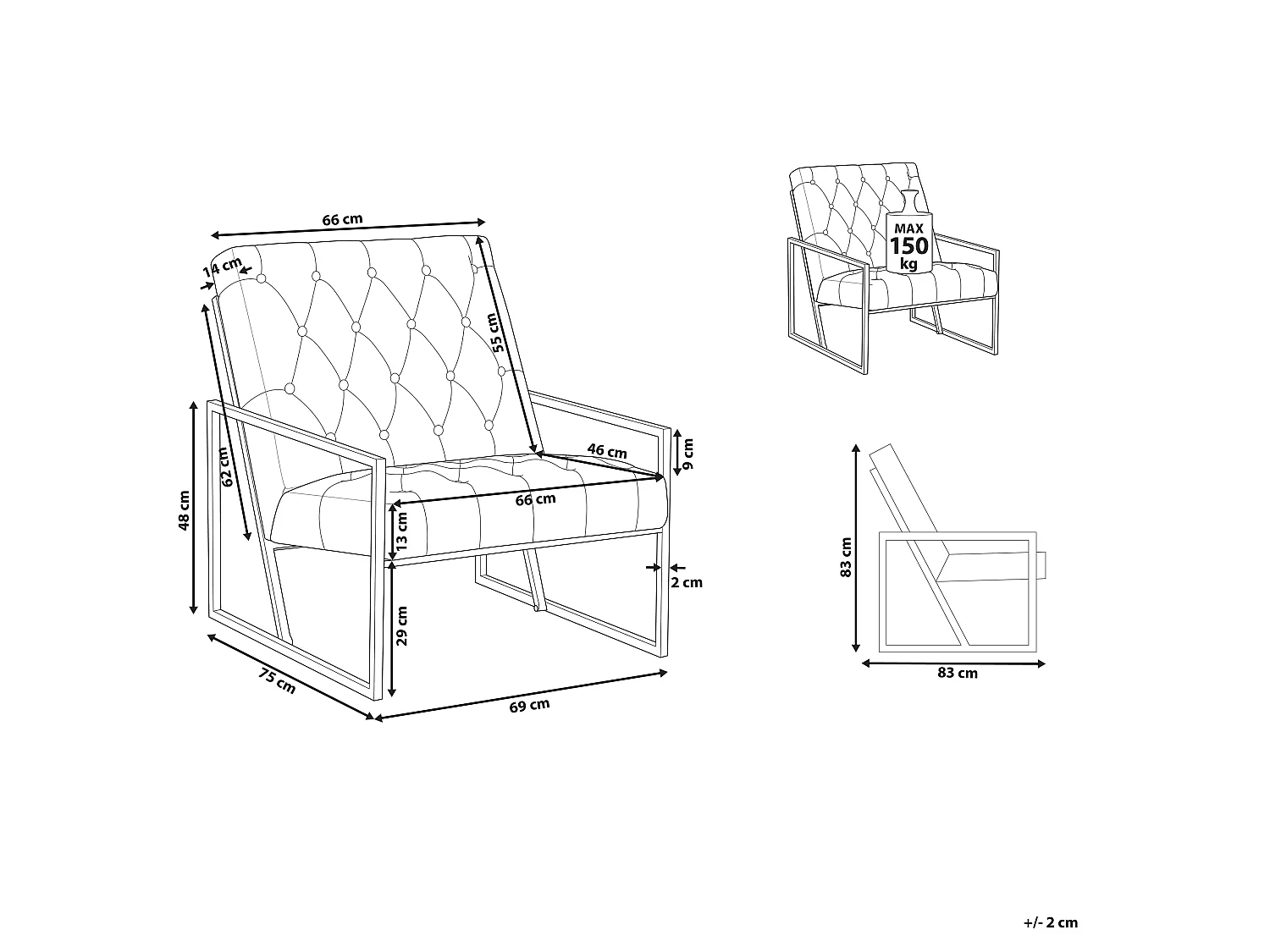 Fauteuil HARSTAD Velours Bleu foncé