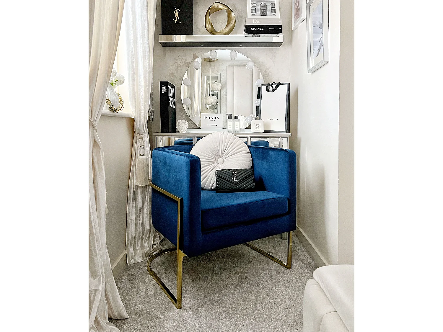 Fauteuil SIRKKA Velours Bleu foncé