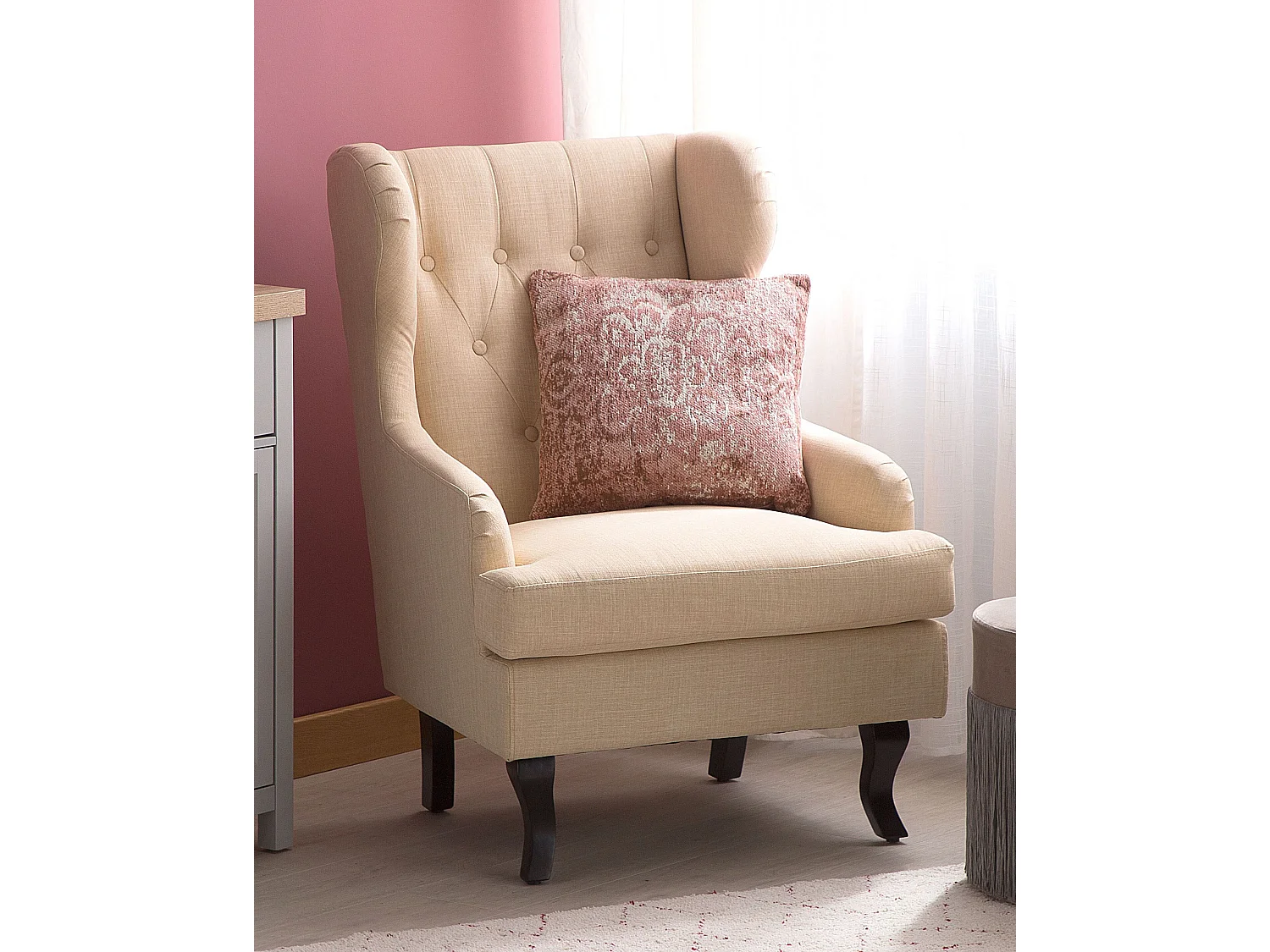 Poltrona Wingback ALTA Tessuto Beige