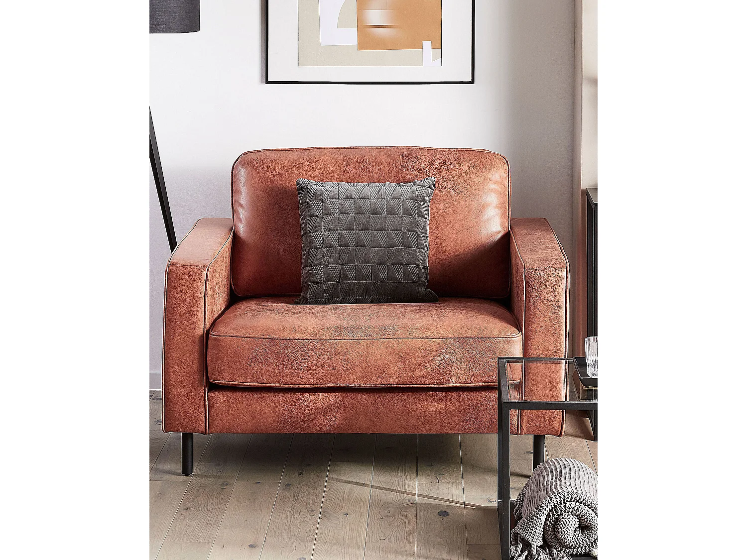 Fauteuil SAVALEN Cuir PU Marron doré