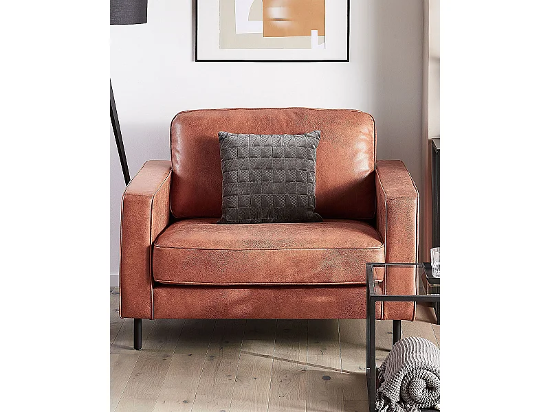 Fauteuil SAVALEN Cuir PU Marron doré