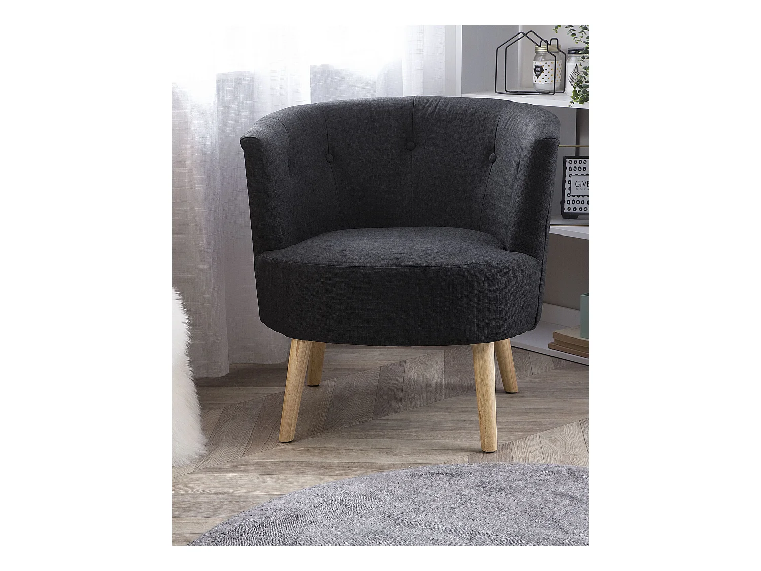 Fauteuil ODENZEN Tissu Noir