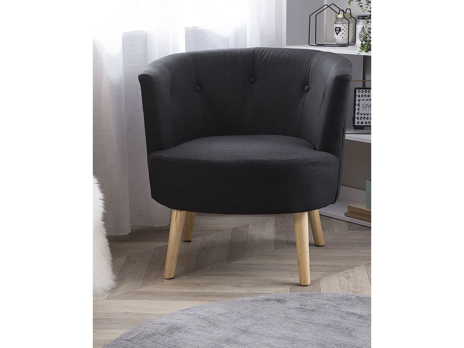 Fauteuil ODENZEN Stof Zwart