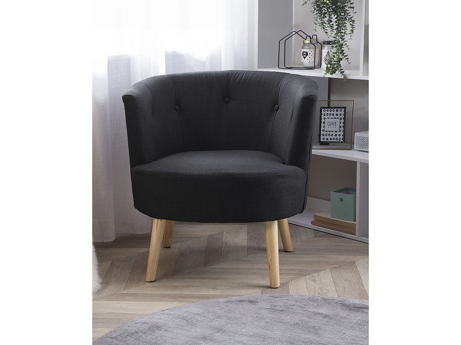 Fauteuil ODENZEN Stof Zwart
