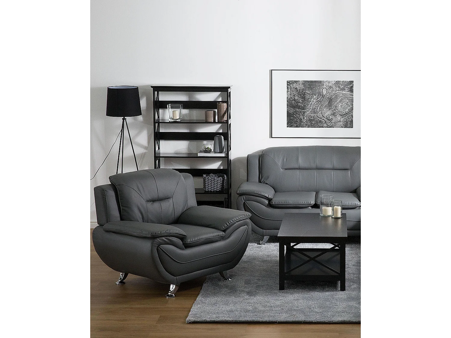 Fauteuil LEIRA Cuir PU Gris