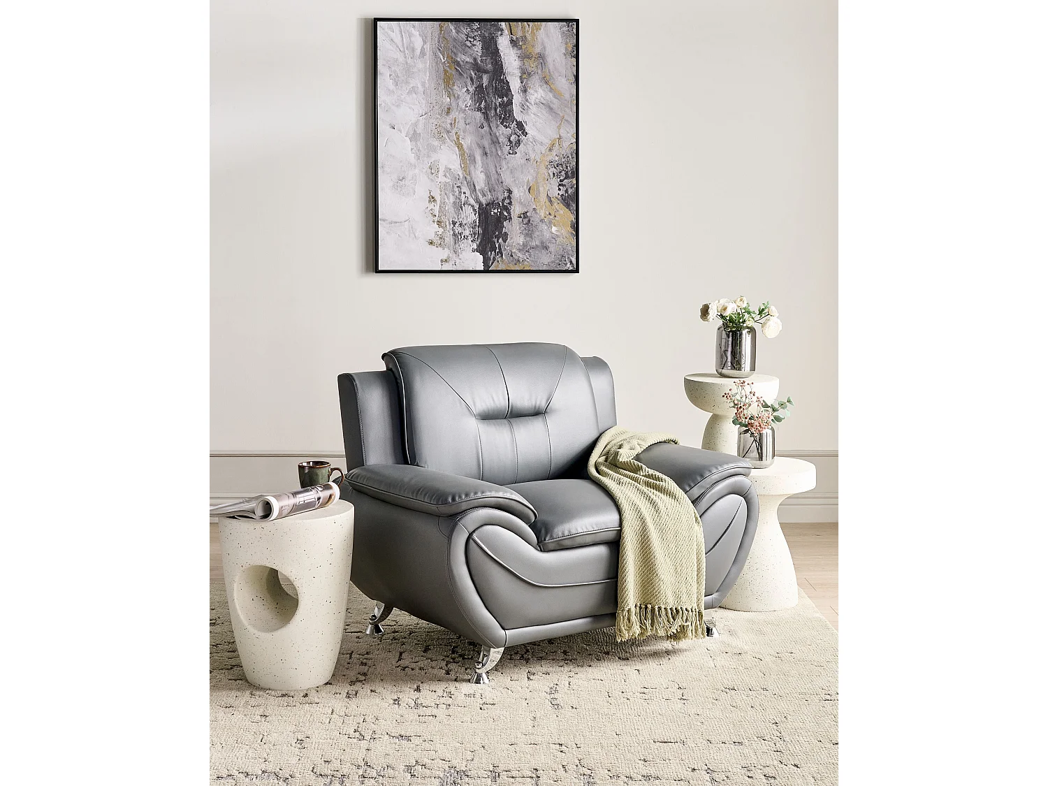 Fauteuil LEIRA II Cuir PU Gris