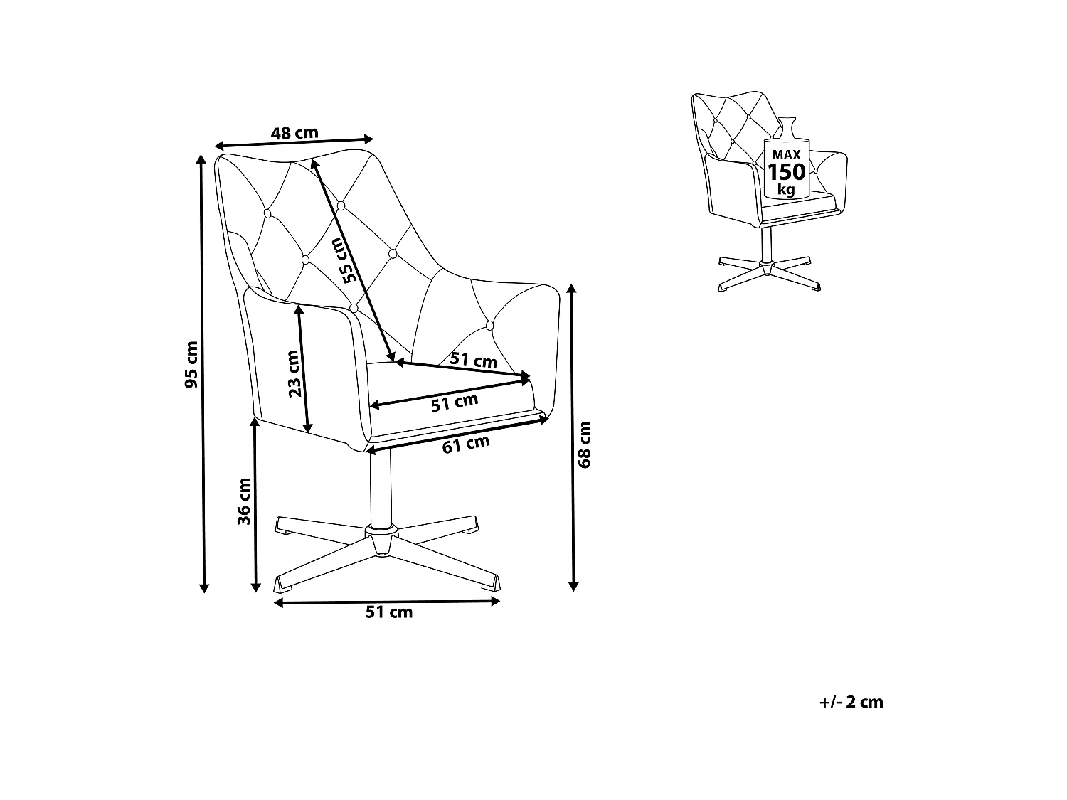 Poltrona girevole VAKSALA Velluto Grigio scuro