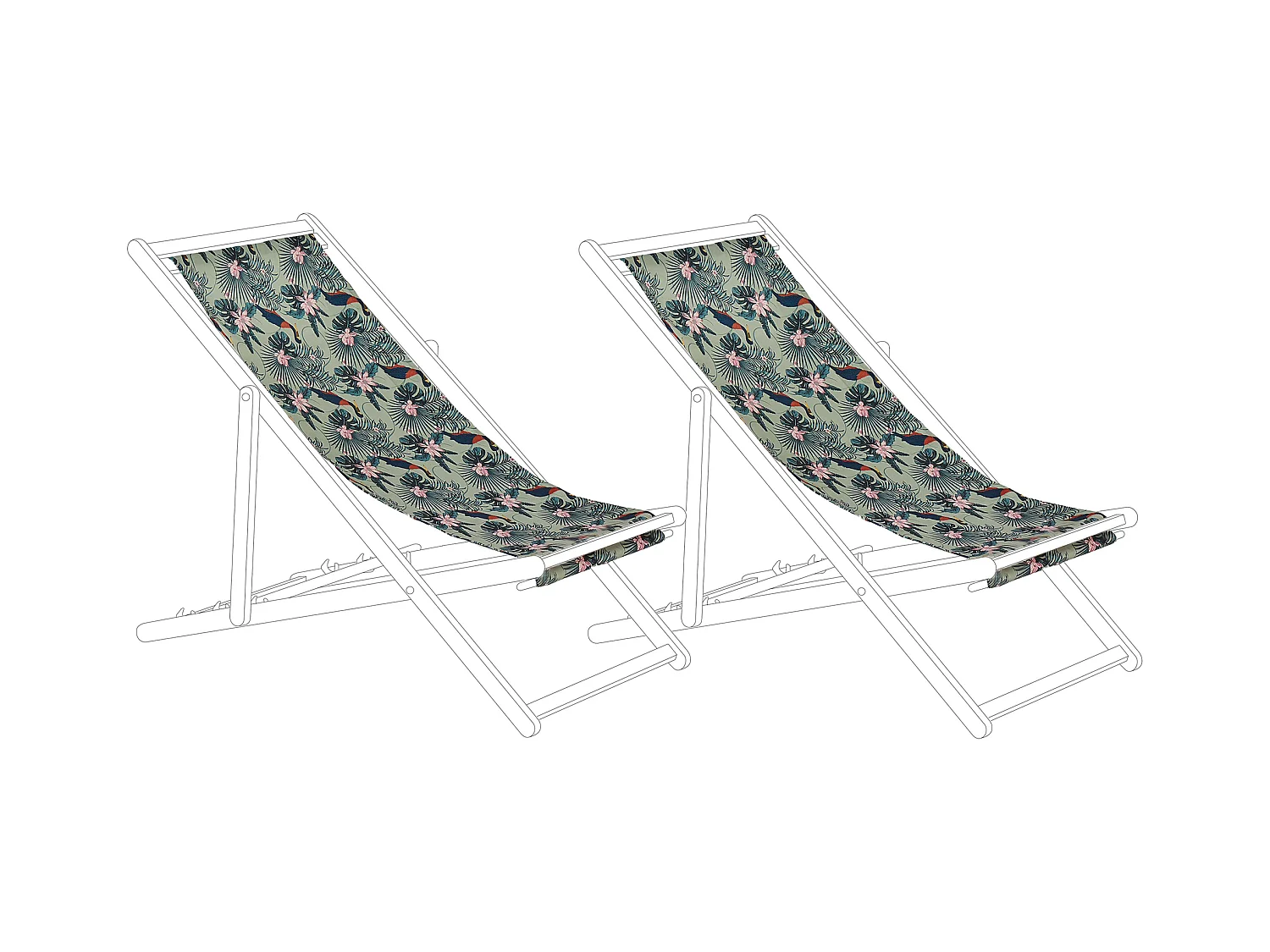 Lot de 2 tissus de remplacement pour chaises longues ANZIO/AVELLINO 113 x 44 cm Multicolore