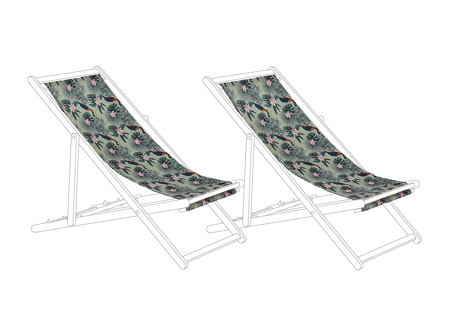 Lot de 2 tissus de remplacement pour chaises longues ANZIO/AVELLINO 113 x 44 cm Multicolore