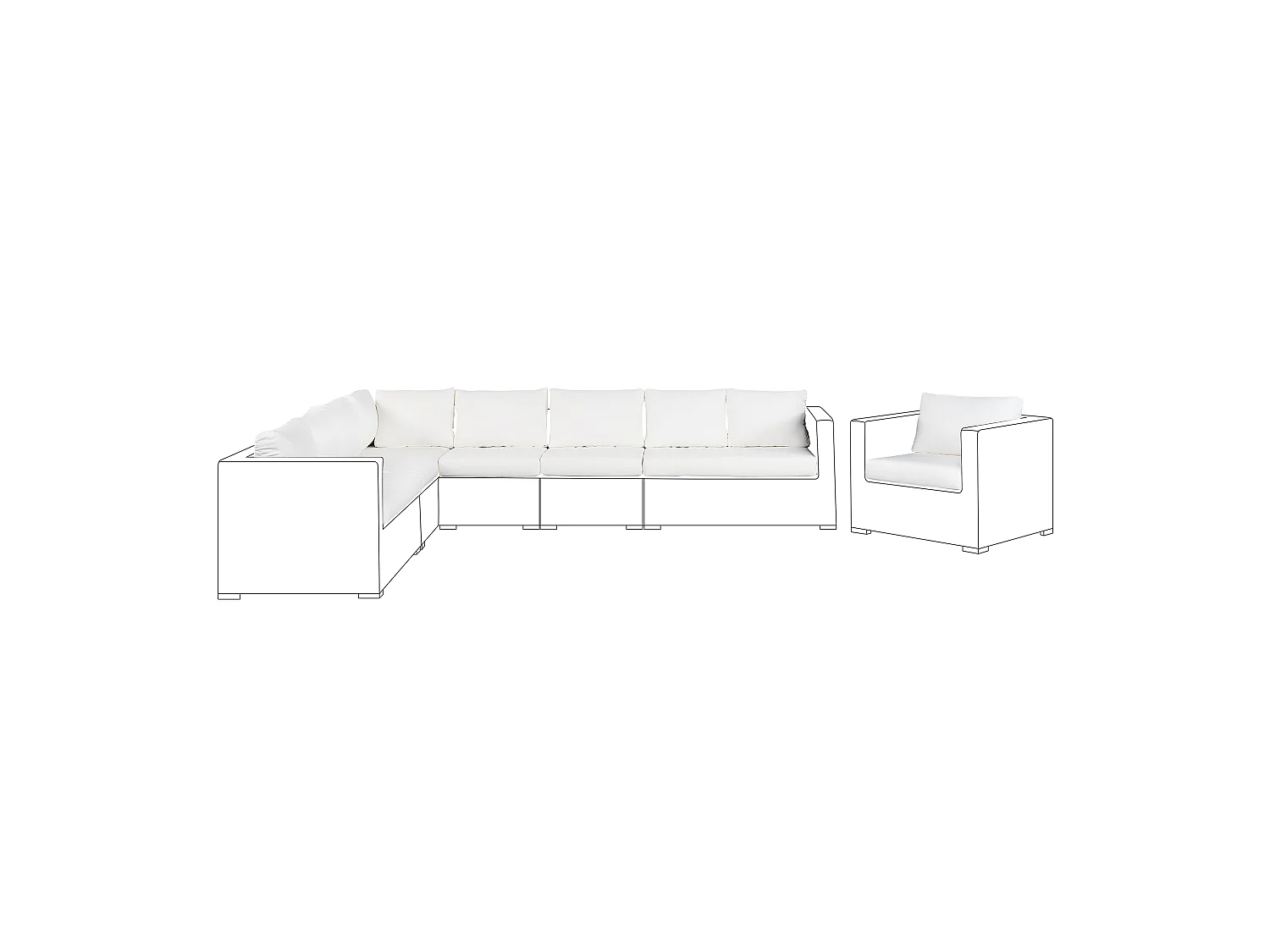 Ensemble de housses de coussins d'extérieur XXL Blanc cassé