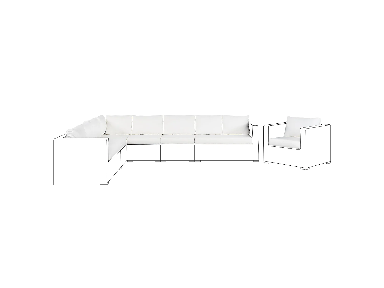 Ensemble de housses de coussins d'extérieur XXL Blanc cassé