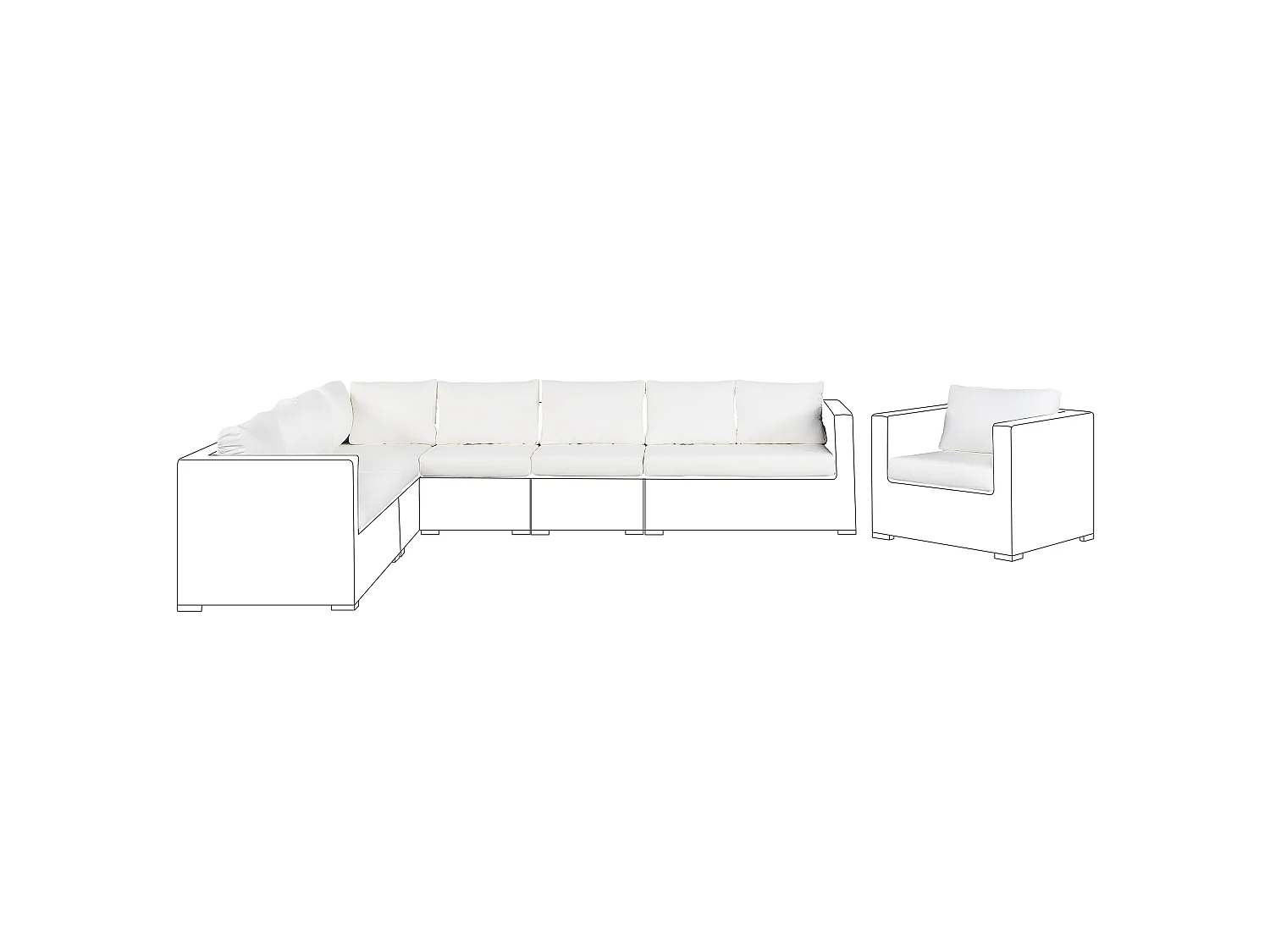 Ensemble de housses de coussins d\'extérieur XXL Blanc cassé