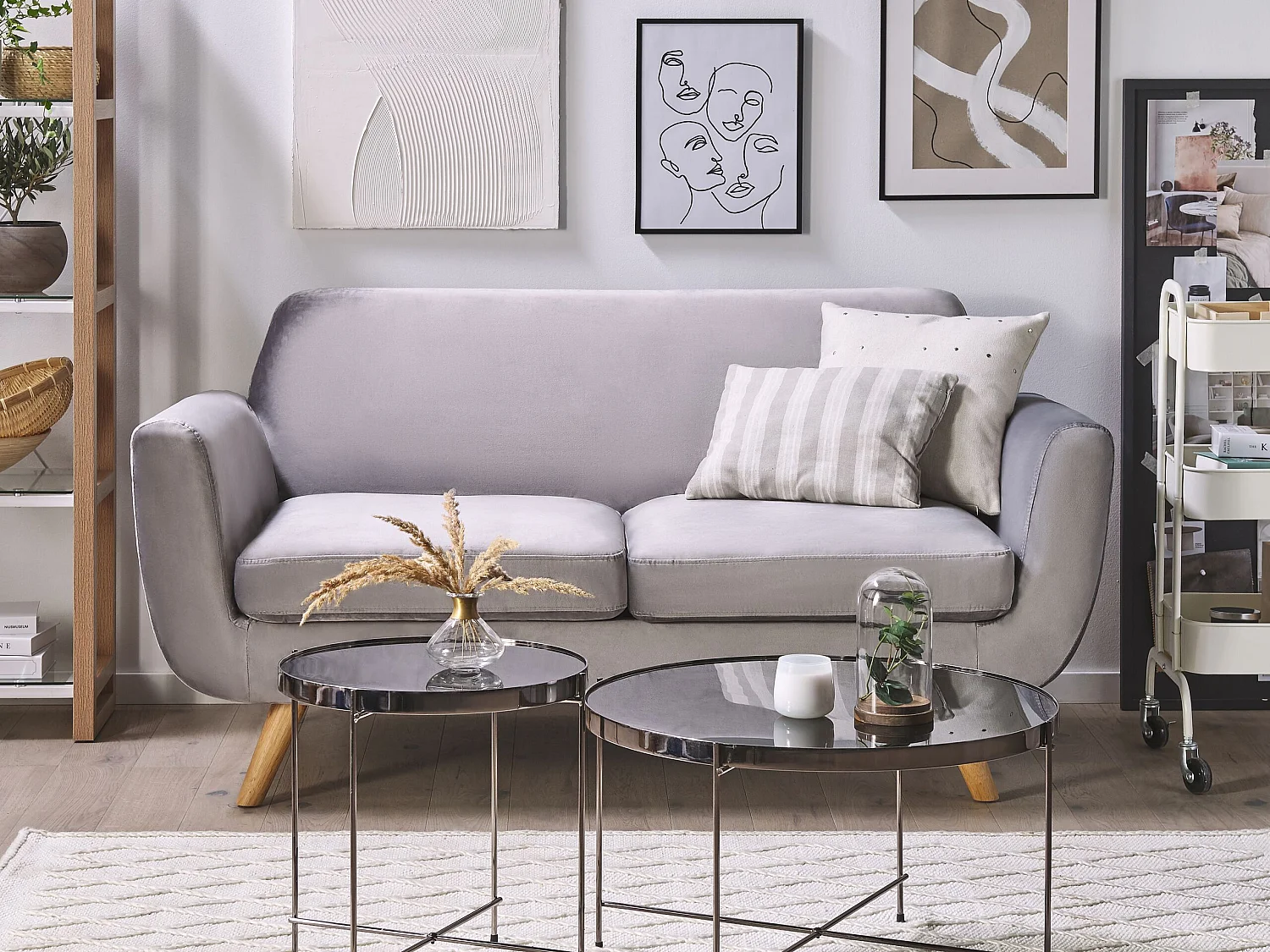 Housse de canapé 2 places BERNES Velours Gris