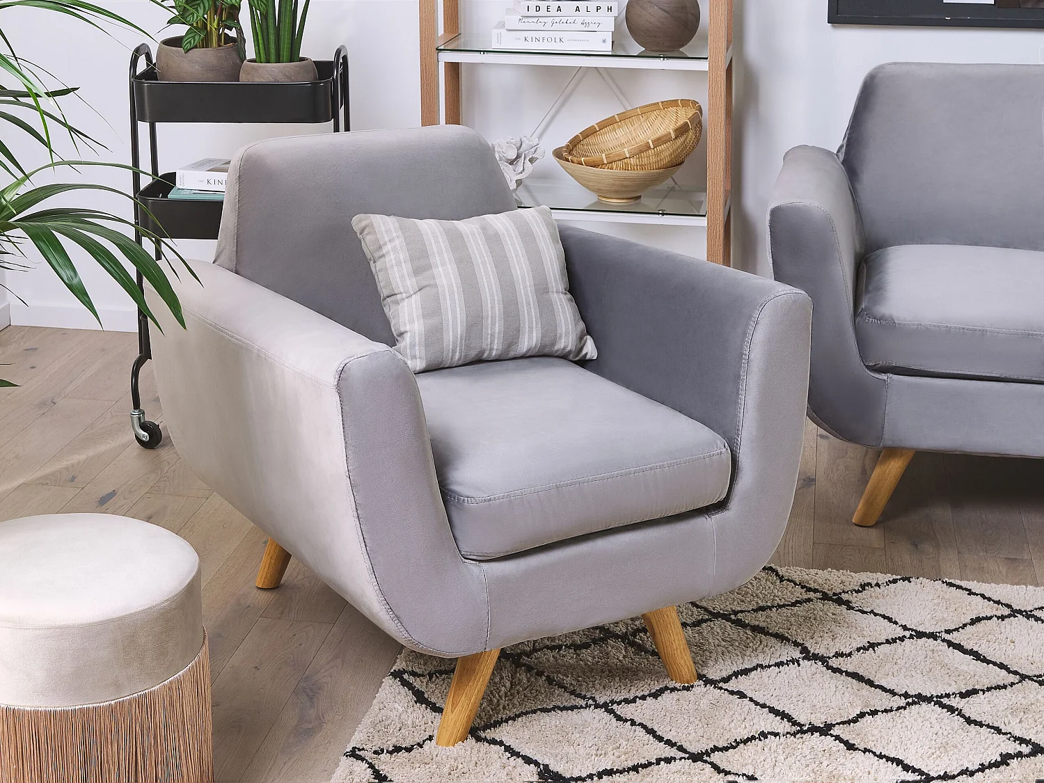 Bekleding voor fauteuil BERNES Fluweel Grijs
